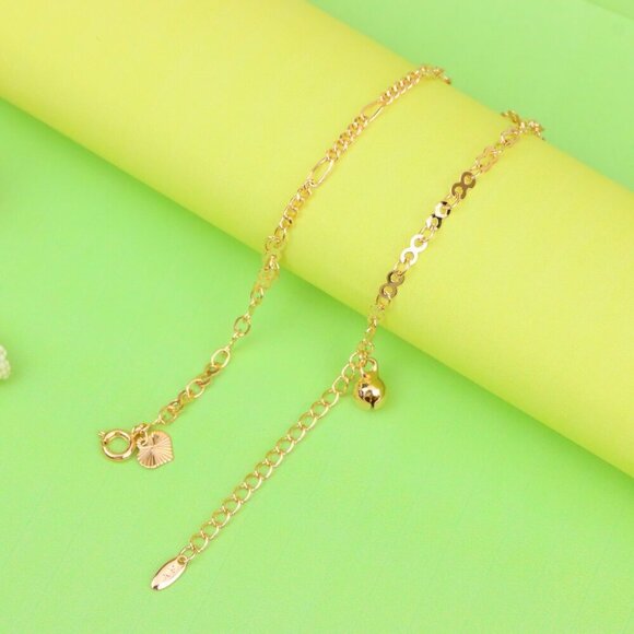 "Rose Gold Anklet with Floral & Charm Accents, XPAL1059 - Picture 8 of 12